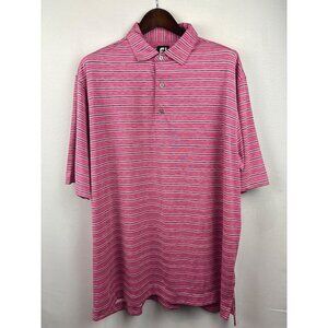 Men’s FootJoy XXL Pink with Gray & White Stripes Golf Shirt